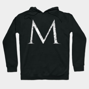 M in Roman White Marble Latin Alphabet Letter Sticker Hoodie